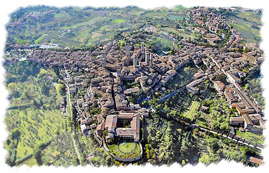 Veduta aerea San Gimignano, mappa interattiva